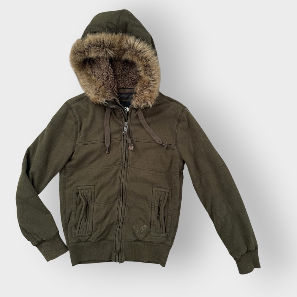 Vintage American Eagle puffy jersey hoodie